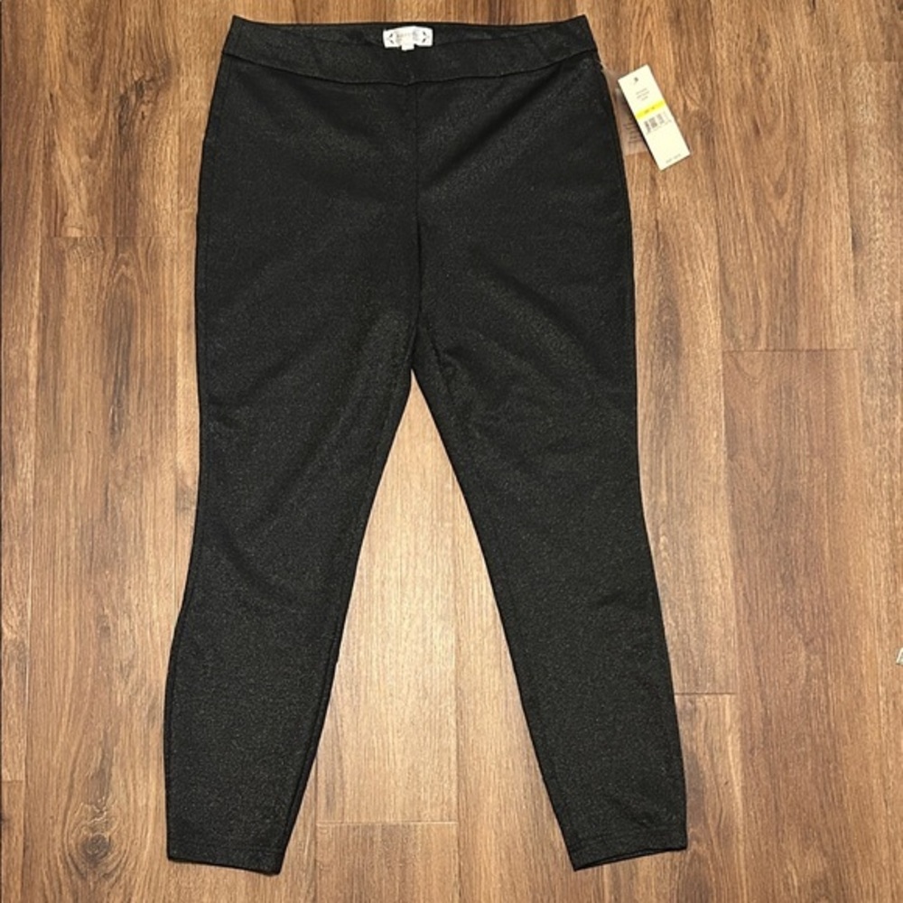 NWT Nanette Lepore Black Silver Shimmer Leggings M Medium